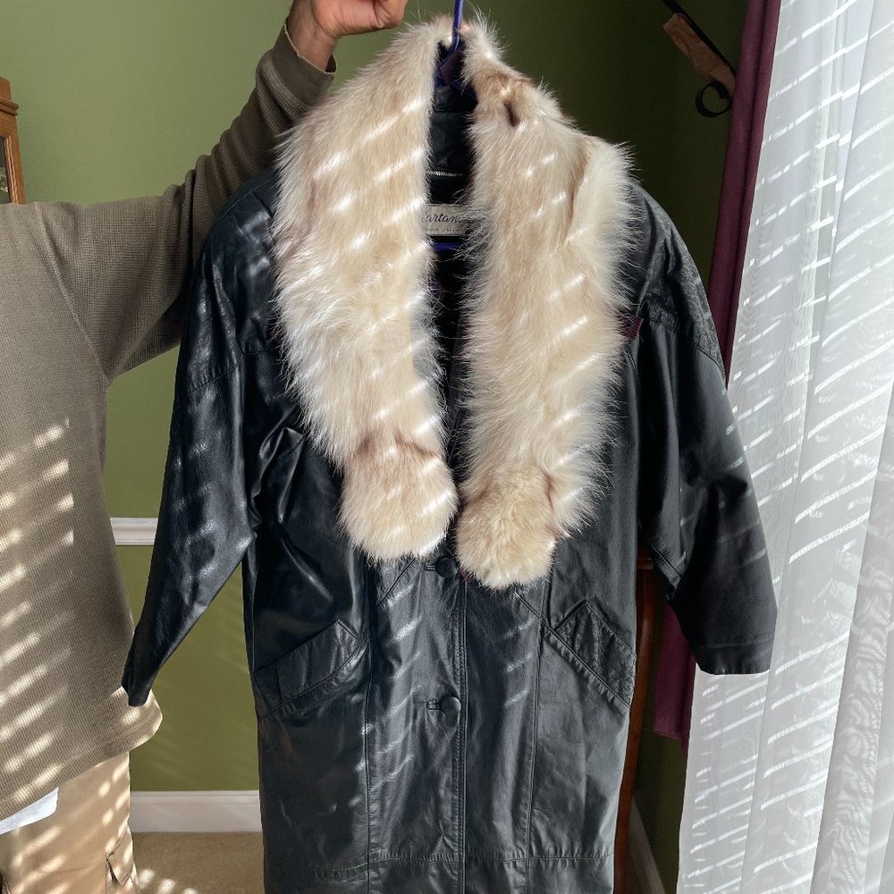 Moda Martani New York Leather Jacket w/ Mink Collar